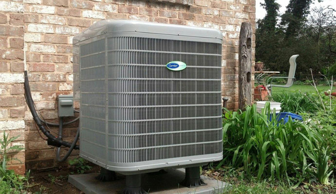 An installed outdoor HVAC unit