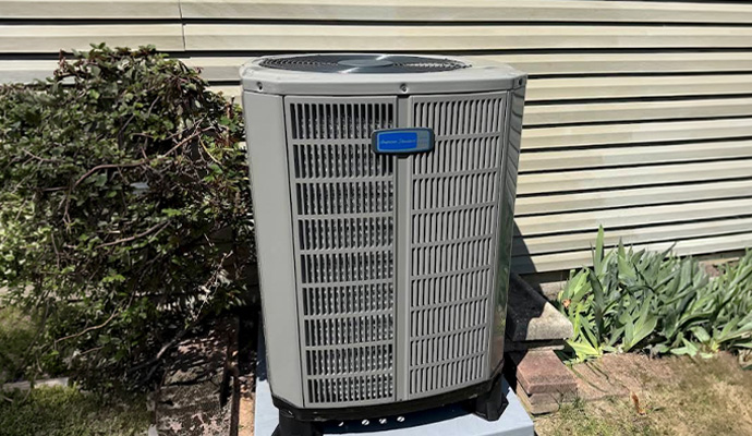 An installed outdoor HVAC unit