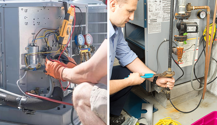 Collage of heating and furnace system repairing service