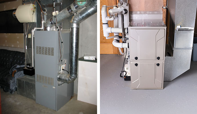 Collage of oil and gas furnace