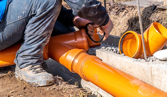 Trenchless sewer line installation.