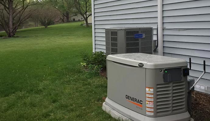 Installed Generac generator outside house