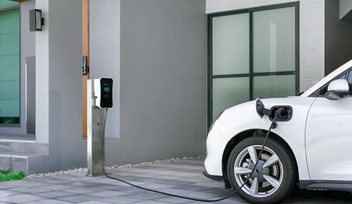 Residential electric vehicle charging station.
