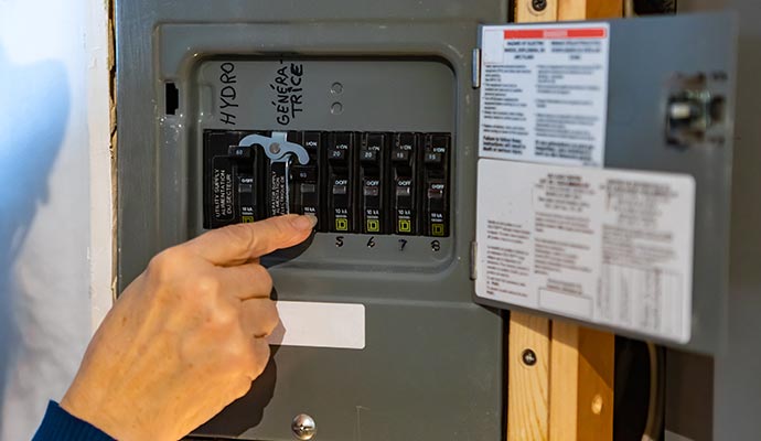 Residential electrical breaker box.