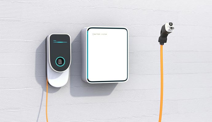 Wall-mounted home electric vehicle supply equipment.