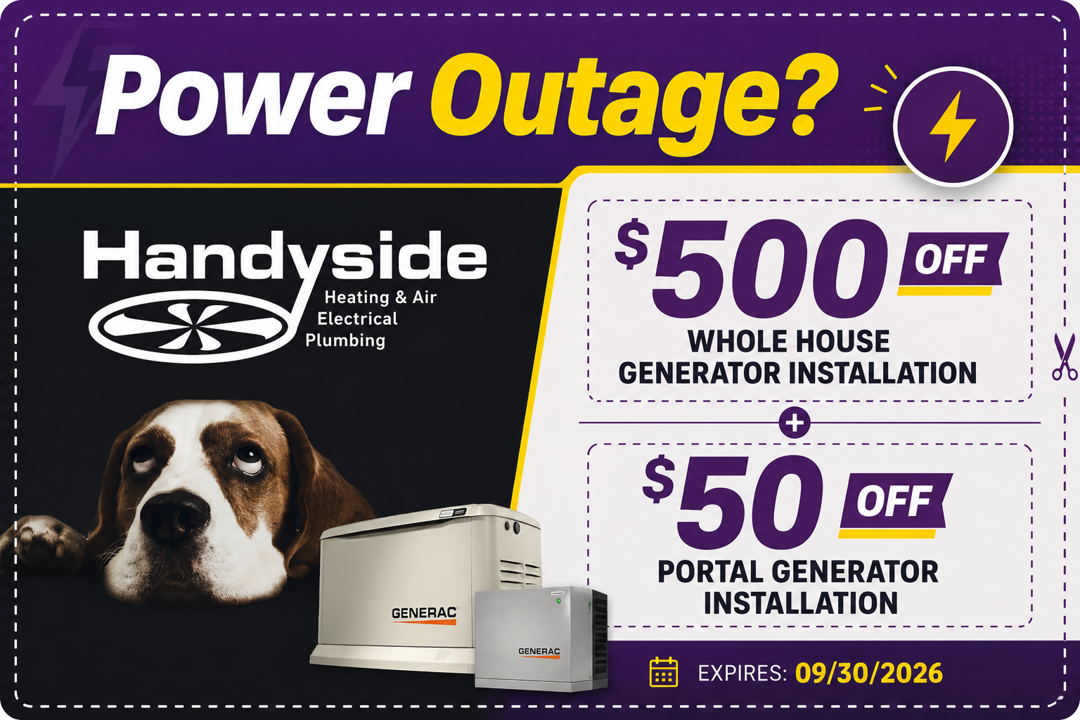 Handyside generator coupon