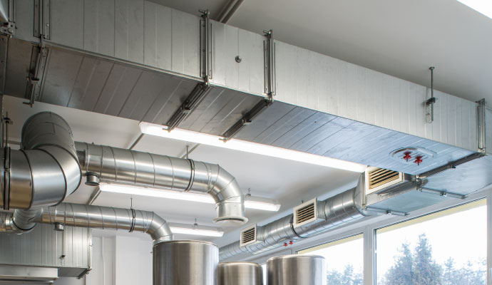 Commercial HVAC ductwork and ventilation system