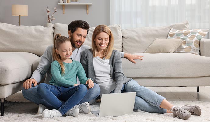 Happy family enjoying time in a comfortable fresh indoor air environment