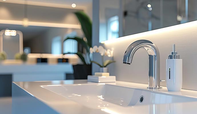 Modern touchless smart faucet installation
