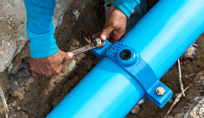 Professional installing water line