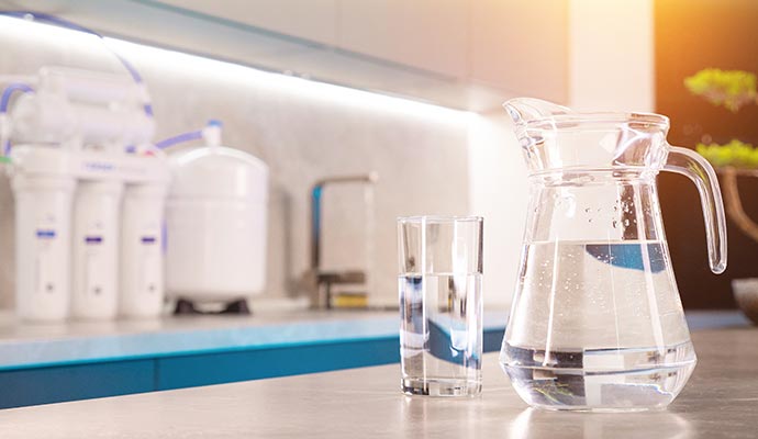 Professional home water filtration and purification system installation.