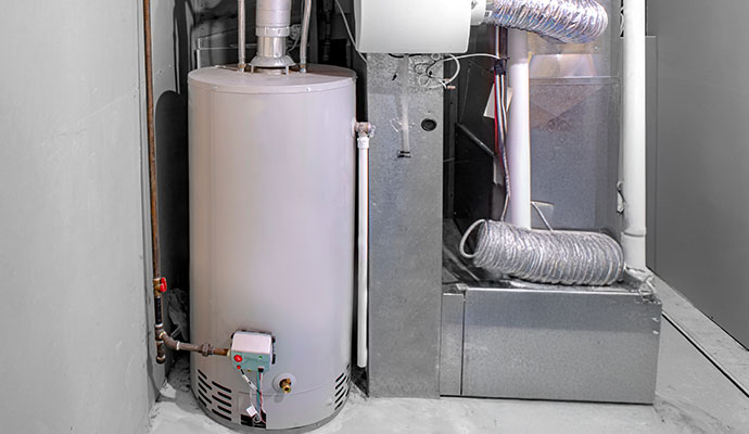 An installed traditional water heater