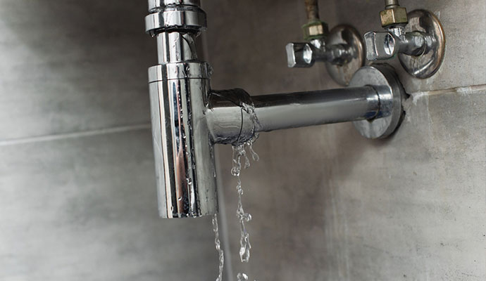 Water is leaking from the P-trap pipe under the sink